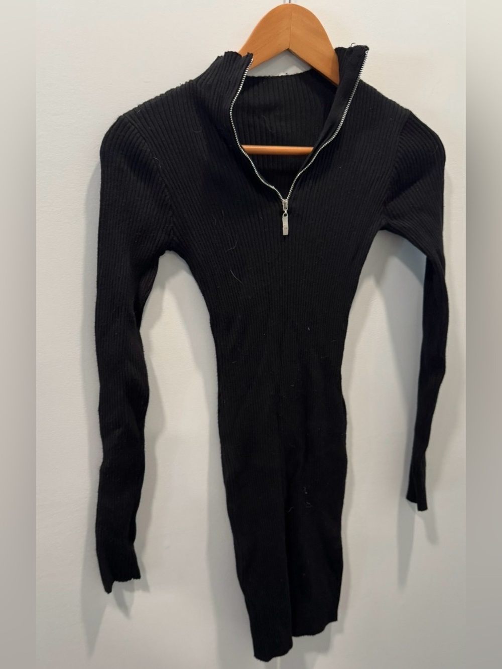 Aqua Ribbed Half-Zip Sweater dress